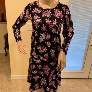 Joules black & coral floral dress